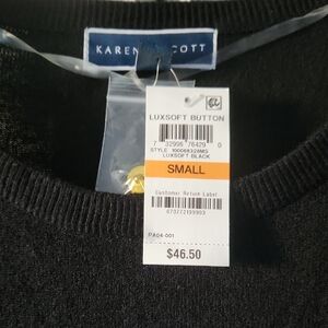 Karen Scott Luxsoft Black Sweater - Small